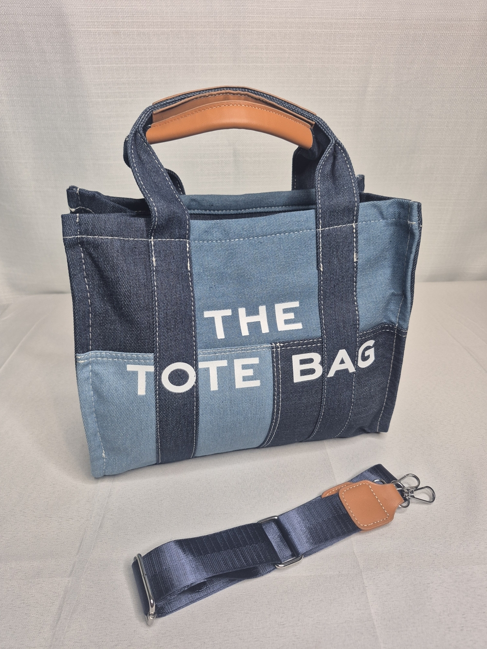 Fashion Patchwork Denim Tote Bag NWOT - Picture 3 of 12